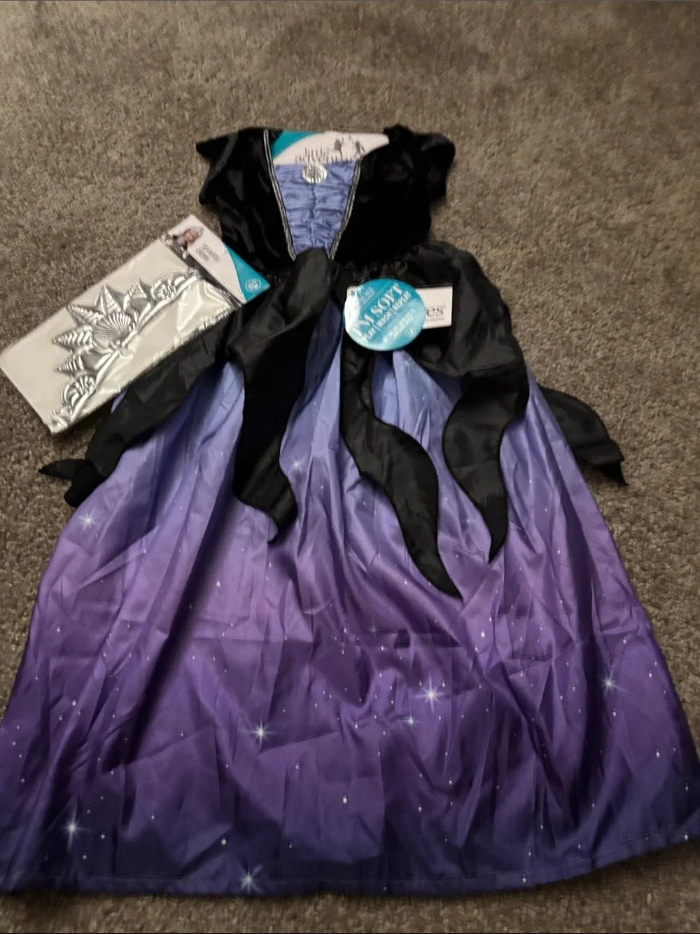 Kids Purple Princess Dress Costume with Silver Tiara